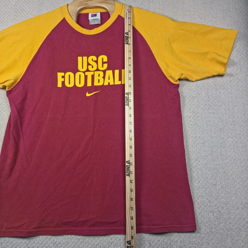 Vintage Y2K Nike Team USC‎ Trojans Football T-Shirt Mens L Center Swoosh Raglan